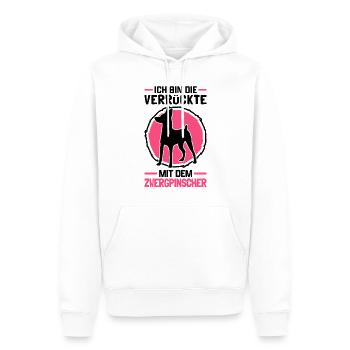 Verrückte mit Zwergpinscher Rehpinscher Pinscher - Männer Premium Bio Hoodie - Weiß - Vorne - Nico (187cm)