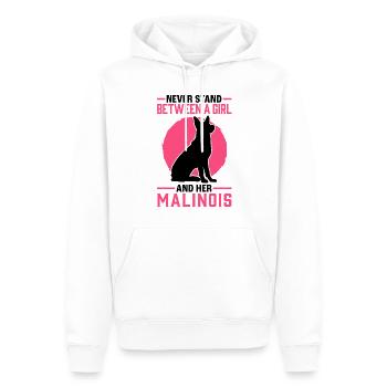 Fille avec Malinois Berger Belge - Sweat à capuche Premium bio Homme - blanc - Devant - Nico (187cm)