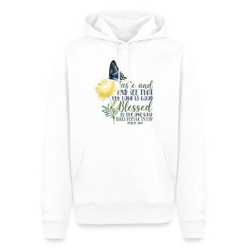 Christian Bible Verse Quote - Männer Premium Bio Hoodie - Weiß - Vorne - Nico (187cm)