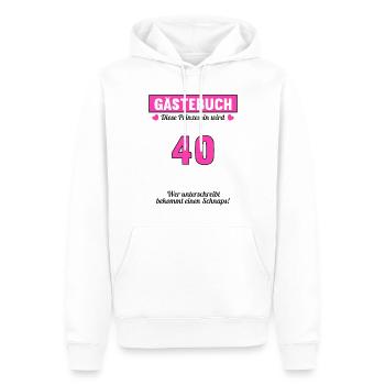 Gästeliste Party 40 Jahre 40 Geburtstag Gästebuch - Männer Premium Bio Hoodie - Weiß - Vorne - Nico (187cm)