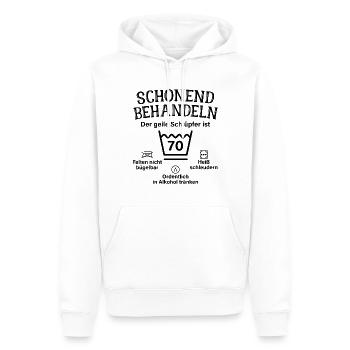 Schonend Behandeln Geiler Schlüpfer 70. Geburtstag - Männer Premium Bio Hoodie - Weiß - Vorne - Nico (187cm)