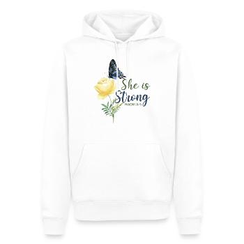 Christian Bible Verse Butterfly - Männer Premium Bio Hoodie - Weiß - Vorne - Nico (187cm)