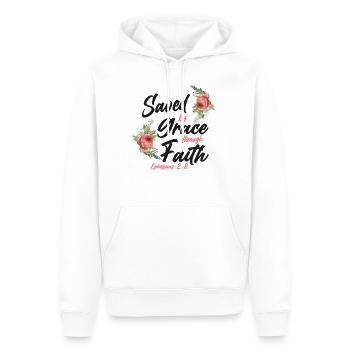 Christian Bible Verse Quote Rose - Männer Premium Bio Hoodie - Weiß - Vorne - Nico (187cm)
