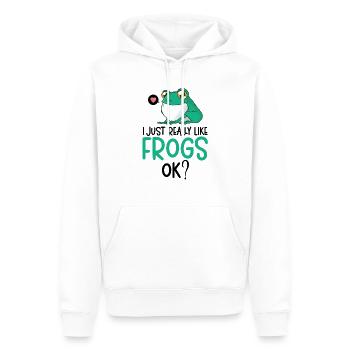J’aime la grenouille Catcher Kids Toad Frog - Sweat à capuche Premium bio Homme - blanc - Devant - Nico (187cm)