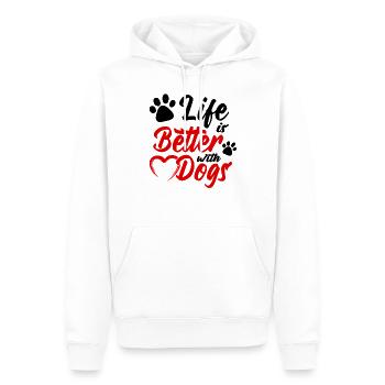 Das Leben ist besser mit Hunden - Männer Premium Bio Hoodie - Weiß - Vorne - Nico (187cm)