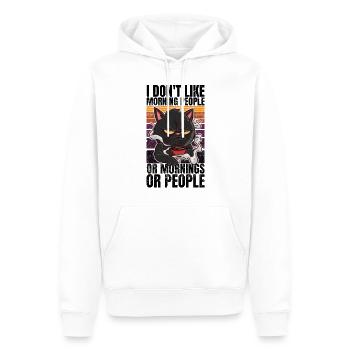 Katze mit Kaffee - I Don't Like Morning People - Männer Premium Bio Hoodie - Weiß - Vorne - Nico (187cm)