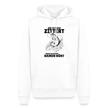 Angeln - Jeder Fisch zittert - Spruch für Angler - Männer Premium Bio Hoodie - Weiß - Vorne - Nico (187cm)