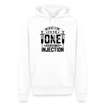 L’infirmière administre l’injection - Sweat à capuche Premium bio Homme - blanc - Devant - Nico (187cm)