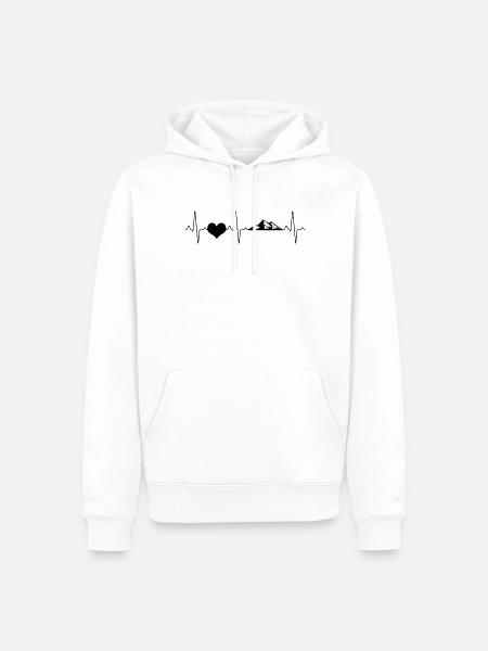 Berg Berge Herzschlag - Männer Premium Bio Hoodie - Weiß
