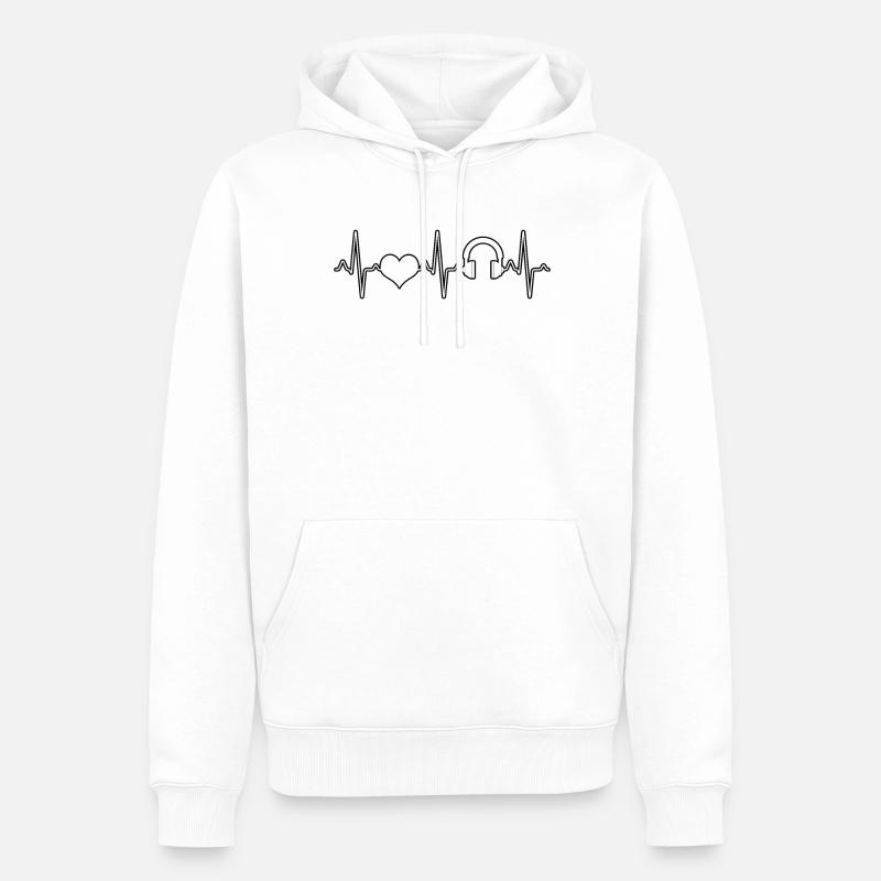 Musik Kopfhörer Herzschlag - Männer Premium Bio Hoodie - Weiß