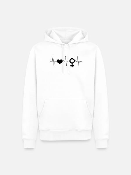Woman's symbol heartbeat - Men’s Premium Organic Hoodie - white