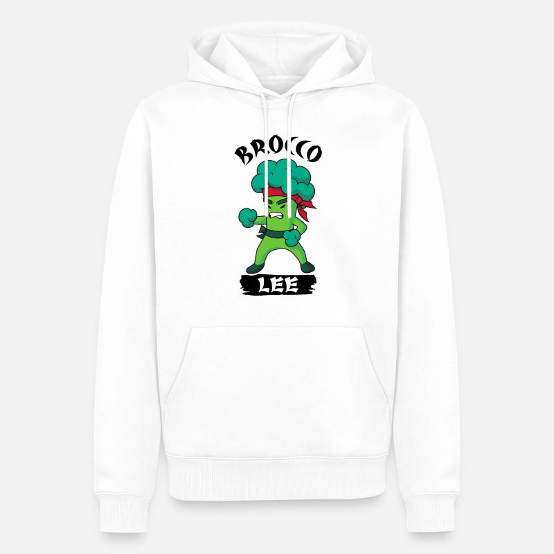 Brocco Lee Broccoli Meme - Sweat à capuche Premium bio Homme - blanc
