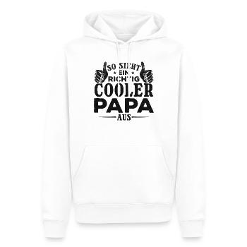 Daddy I So sieht ein richtig cooler Papa aus I - Männer Premium Bio Hoodie - Weiß - Vorne - Nico (187cm)