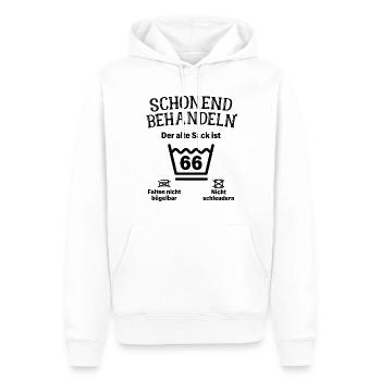 Schonend Behandeln 66. Geburtstag Der Alte Sack 66 - Männer Premium Bio Hoodie - Weiß - Vorne - Nico (187cm)