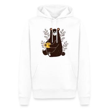 Cute Funny Bear with Tea Coffee Cup Cartoon - Men’s Premium Organic Hoodie - white - Front - Nico (187cm)