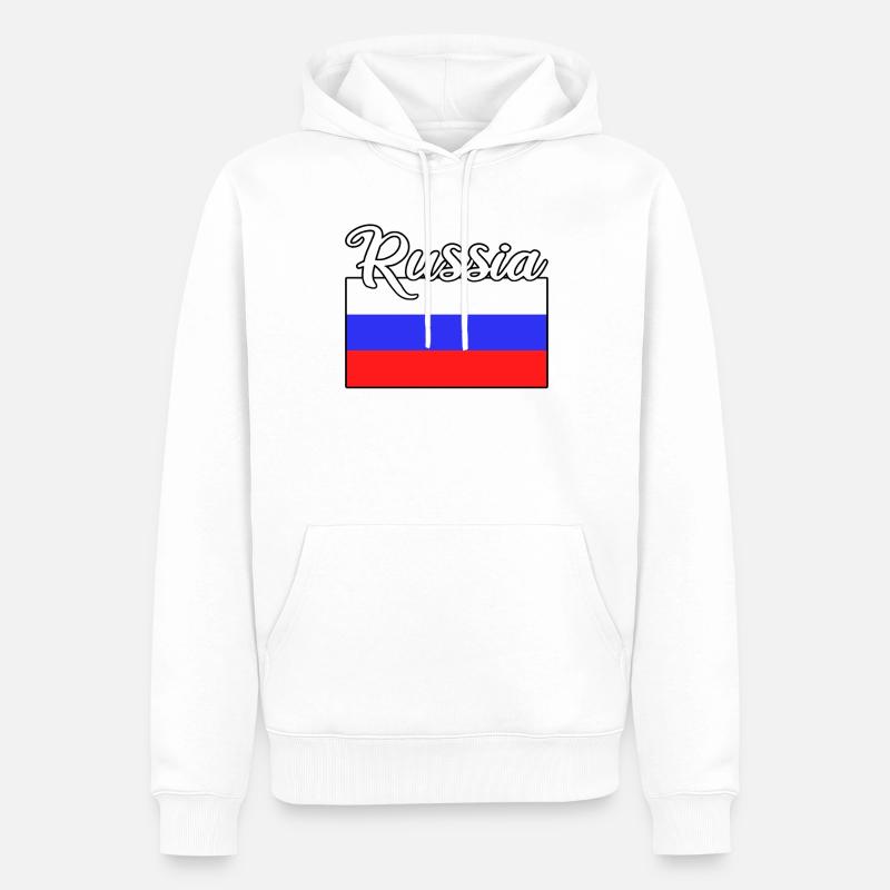 Russie Russie Drapeau - Sweat à capuche Premium bio Homme - blanc