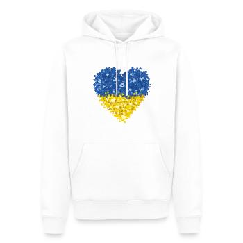 Ukraine Flag Heart Résumé - Sweat à capuche Premium bio Homme - blanc - Devant - Nico (187cm)