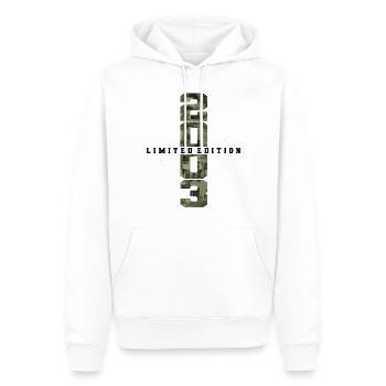 Camouflage 2003 Né Année de naissance 2003 Hommes - Sweat à capuche Premium bio Homme - blanc - Devant - Nico (187cm)