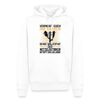 Seine Majestät der Netzelektriker Elektriker - Männer Premium Bio Hoodie - Weiß - Vorne - Nico (187cm)