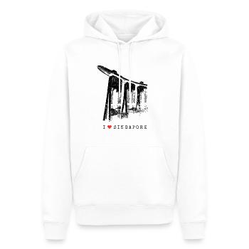 Singapour Marina Bay Vintage Asie J’aime Singapour - Sweat à capuche Premium bio Homme - blanc - Devant - Nico (187cm)