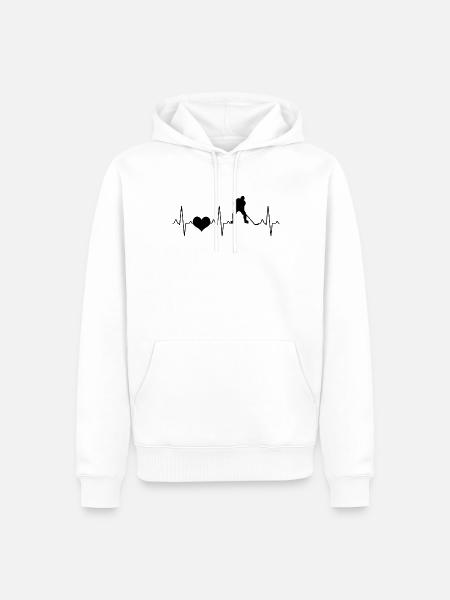 Hockey Ijshockey Hartslag - Mannen Premium Bio hoodie - wit