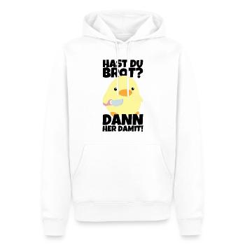 Hast du Brot? Ente mit Messer Meme Lustiger Spruch - Männer Premium Bio Hoodie - Weiß - Vorne - Nico (187cm)