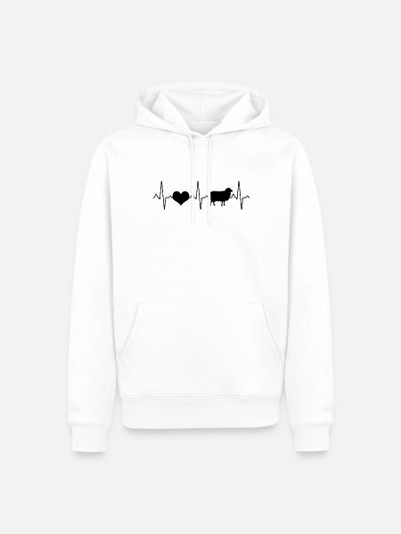 Schaf Herzschlag - Männer Premium Bio Hoodie - Weiß