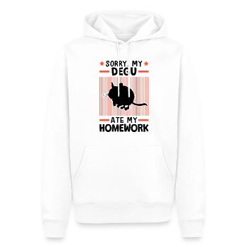 Degu hat meine Hausaufgaben gefressen - Männer Premium Bio Hoodie - Weiß - Vorne - Nico (187cm)