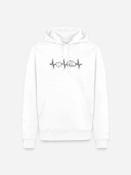 LKW Herzschlag - Männer Premium Bio Hoodie - Weiß