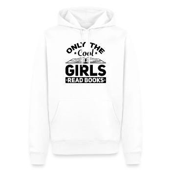 Seules les filles cool lisent des livres et lisent - Sweat à capuche Premium bio Homme - blanc - Devant - Nico (187cm)