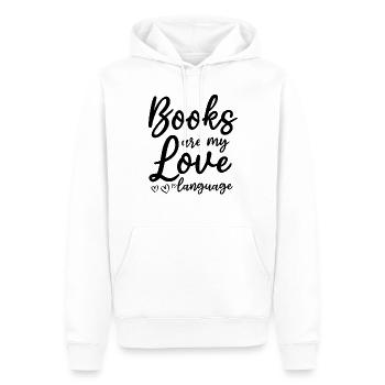 Livres Littérature Amateurs de livres I Les livres sont mes - Sweat à capuche Premium bio Homme - blanc - Devant - Nico (187cm)