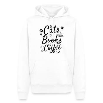 Cats Books Kaffee Bücherwurm Katzenbesitzer - Männer Premium Bio Hoodie - Weiß - Vorne - Nico (187cm)