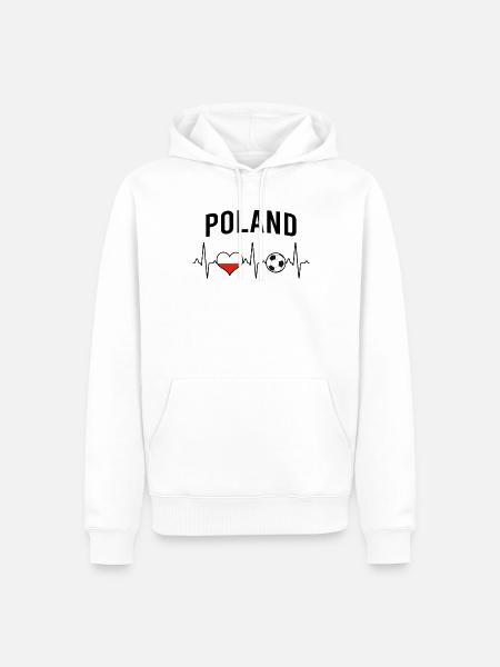 Polen Fußball Herzschlag - Männer Premium Bio Hoodie - Weiß
