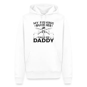 Mes amis pêcheurs m’appellent Papa Fishing Daddy - Sweat à capuche Premium bio Homme - blanc - Devant - Nico (187cm)