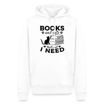 Des livres et des chats, c'est tout ce dont j'ai besoin Bookworm - Sweat à capuche Premium bio Homme - blanc - Devant - Nico (187cm)