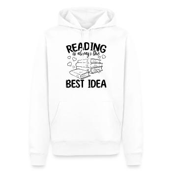 Lesen ist immer die beste Idee I Library Bookworm - Männer Premium Bio Hoodie - Weiß - Vorne - Nico (187cm)