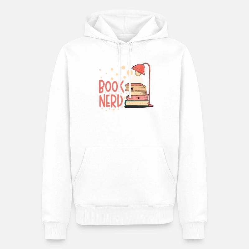Buch-nerd-bücherwurm-lesebuch-leser - Männer Premium Bio Hoodie - Weiß