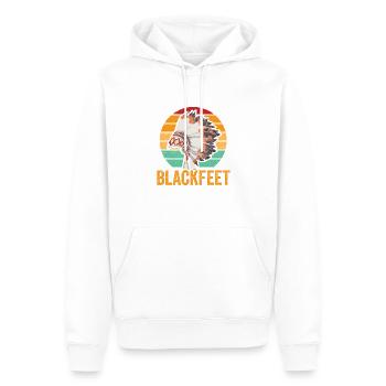 Tribu amérindienne des Pieds-Noirs L’Américain - Sweat à capuche Premium bio Homme - blanc - Devant - Nico (187cm)