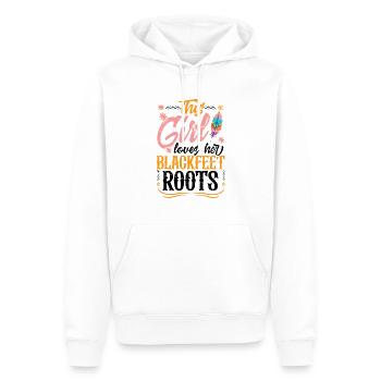 Une fille aime ses racines pieds-noirs - Sweat à capuche Premium bio Homme - blanc - Devant - Nico (187cm)