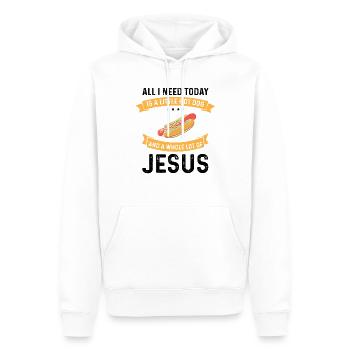 Jésus et Hot Dog Dieu Christ Chrétien - Sweat à capuche Premium bio Homme - blanc - Devant - Nico (187cm)