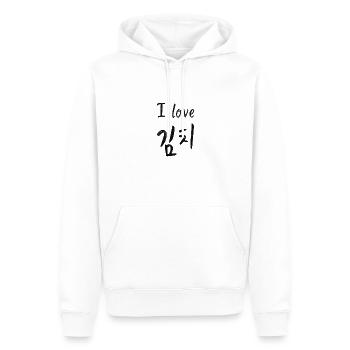 J’adore le kimchi - j’adore la cuisine coréenne - Sweat à capuche Premium bio Homme - blanc - Devant - Nico (187cm)