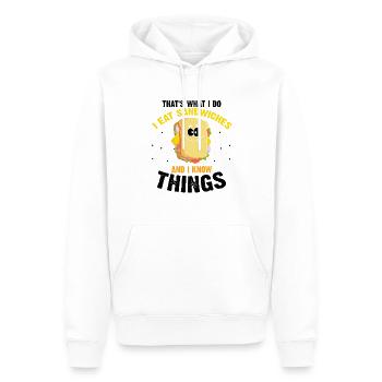 Sandwich Love and Scientist Cheese Food - Men’s Premium Organic Hoodie - white - Front - Nico (187cm)