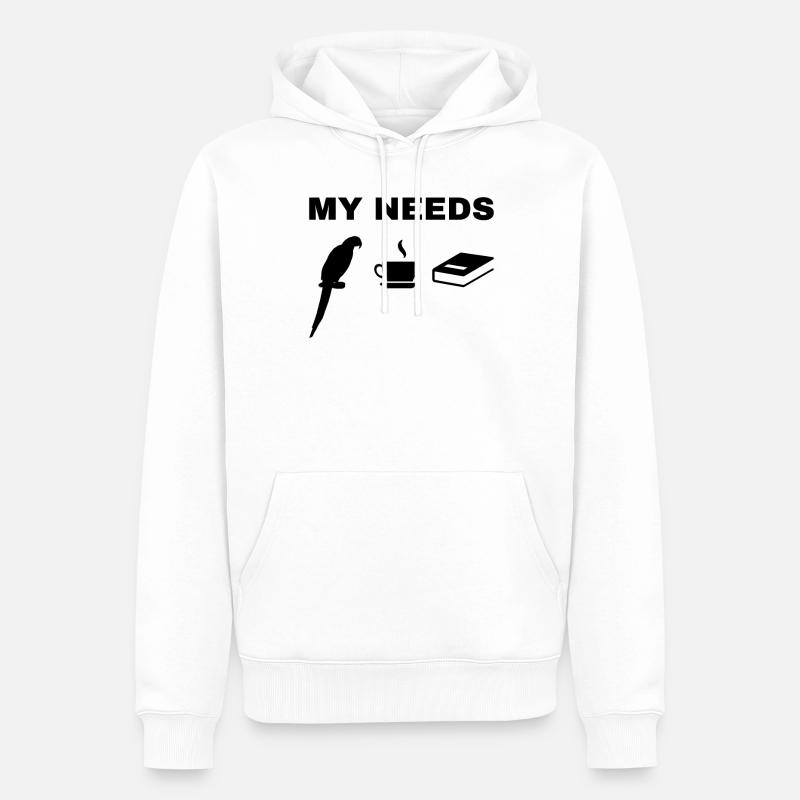 My Needs Papagei Bird Kaffeebuch - Männer Premium Bio Hoodie - Weiß