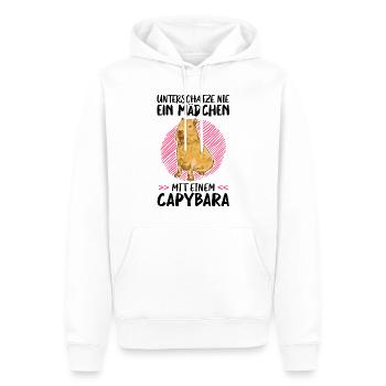 Mädchen mit Capybara Südamerika Wasserschwein - Männer Premium Bio Hoodie - Weiß - Vorne - Nico (187cm)