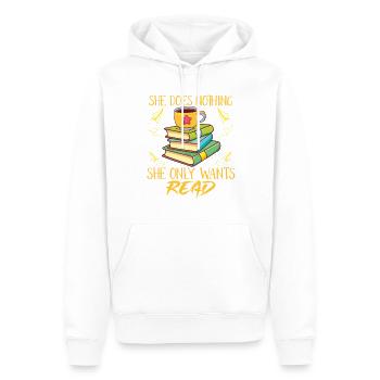 Livre-fille-rat-de-livre-lecture-livre-lecteur - Sweat à capuche Premium bio Homme - blanc - Devant - Nico (187cm)
