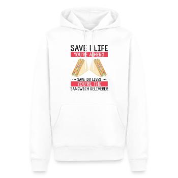 Food Makers Grill BBQ Sandwich Grill Maître - Sweat à capuche Premium bio Homme - blanc - Devant - Nico (187cm)
