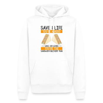 Food Makers Grill BBQ Sandwich Grill Maître - Sweat à capuche Premium bio Homme - blanc - Devant - Nico (187cm)