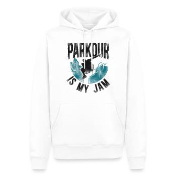 Parkour Free Running Traceur - Sweat à capuche Premium bio Homme - blanc - Devant - Nico (187cm)