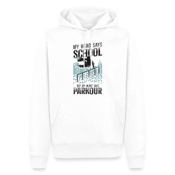 Parkour Free Running Traceur - Sweat à capuche Premium bio Homme - blanc - Devant - Nico (187cm)