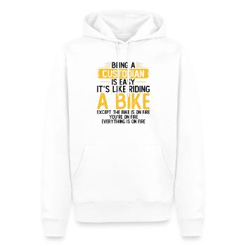 Être un gardien - Sweat à capuche Premium bio Homme - blanc - Devant - Nico (187cm)